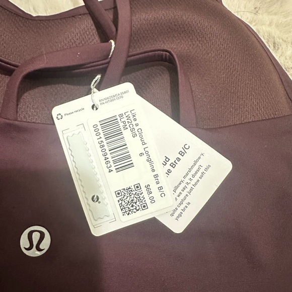 NWT Lululemon Like a Cloud Longline Bra, B/ C Cup Size 6 Black Plum - Picture 5 of 7